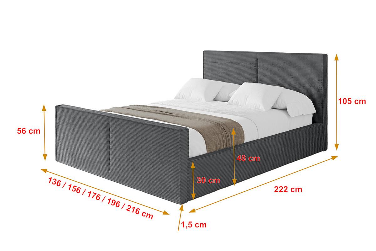POLSTERBETT mit Bettkasten, Fußteil und Lattenrost, Boxbett ohne Matratze - EMMI-Z 140x200 Dunkelgrau - Anthrazit, Holzwerkstoff/Textil (140/200cm) - ALTDECOR