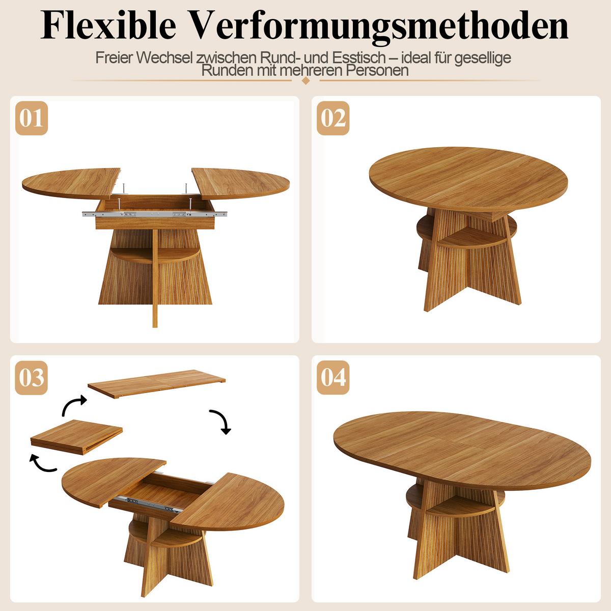 ESSTISCH Ausziehbar Dunkelbraun mit Ablagefach & Runden Ecken - Dunkelbraun, Holzwerkstoff (110/110/76cm) - Urban Meuble