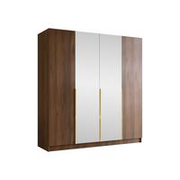 KLEIDERSCHRANK Santi II - Goldfarben/Nussbaumfarben, Holzwerkstoff/Metall (200/215/58cm) - MIRJAN24