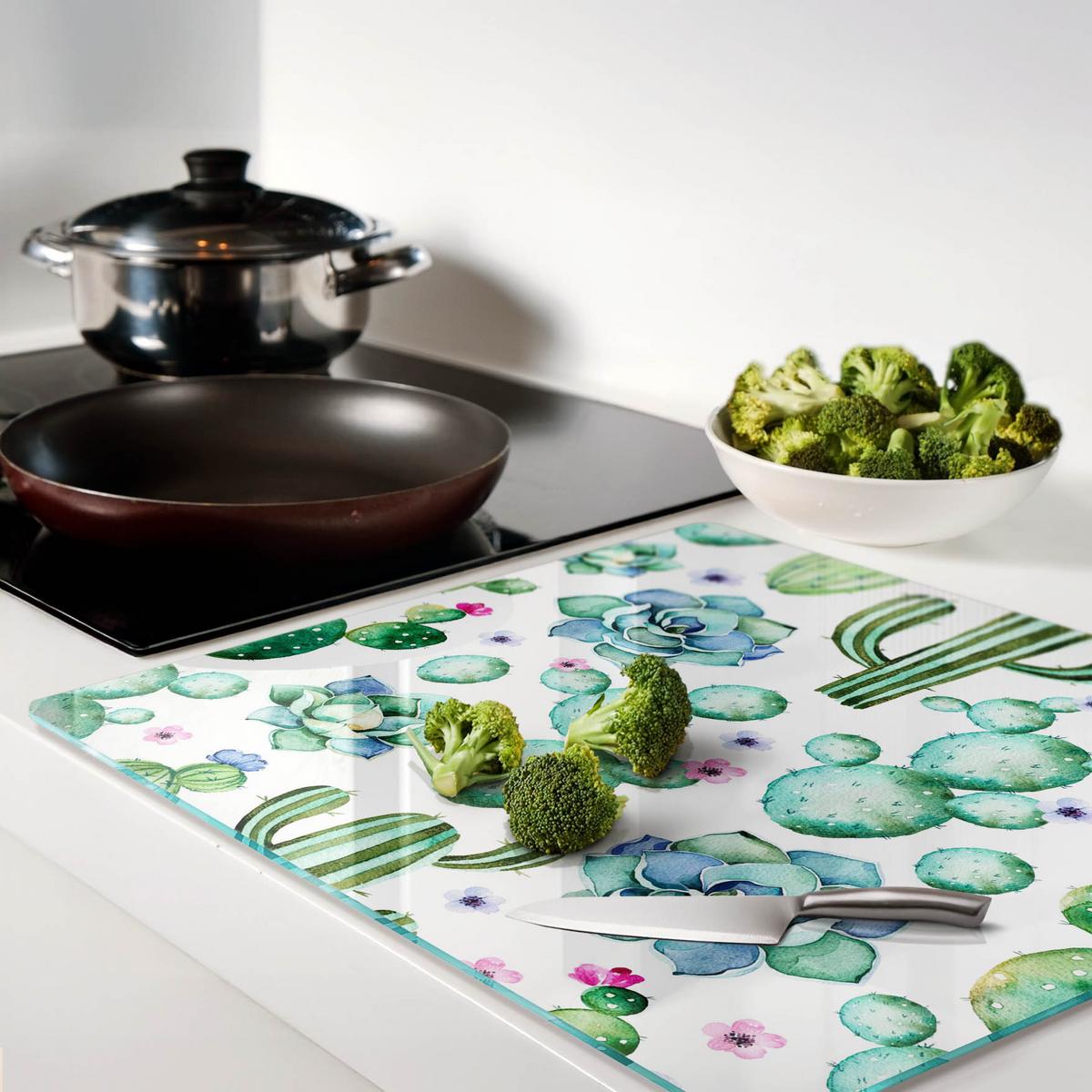 GLASPLATTE 60x52 cm Kakteen - Grün, Glas (60/0.4/52cm) - TULUP