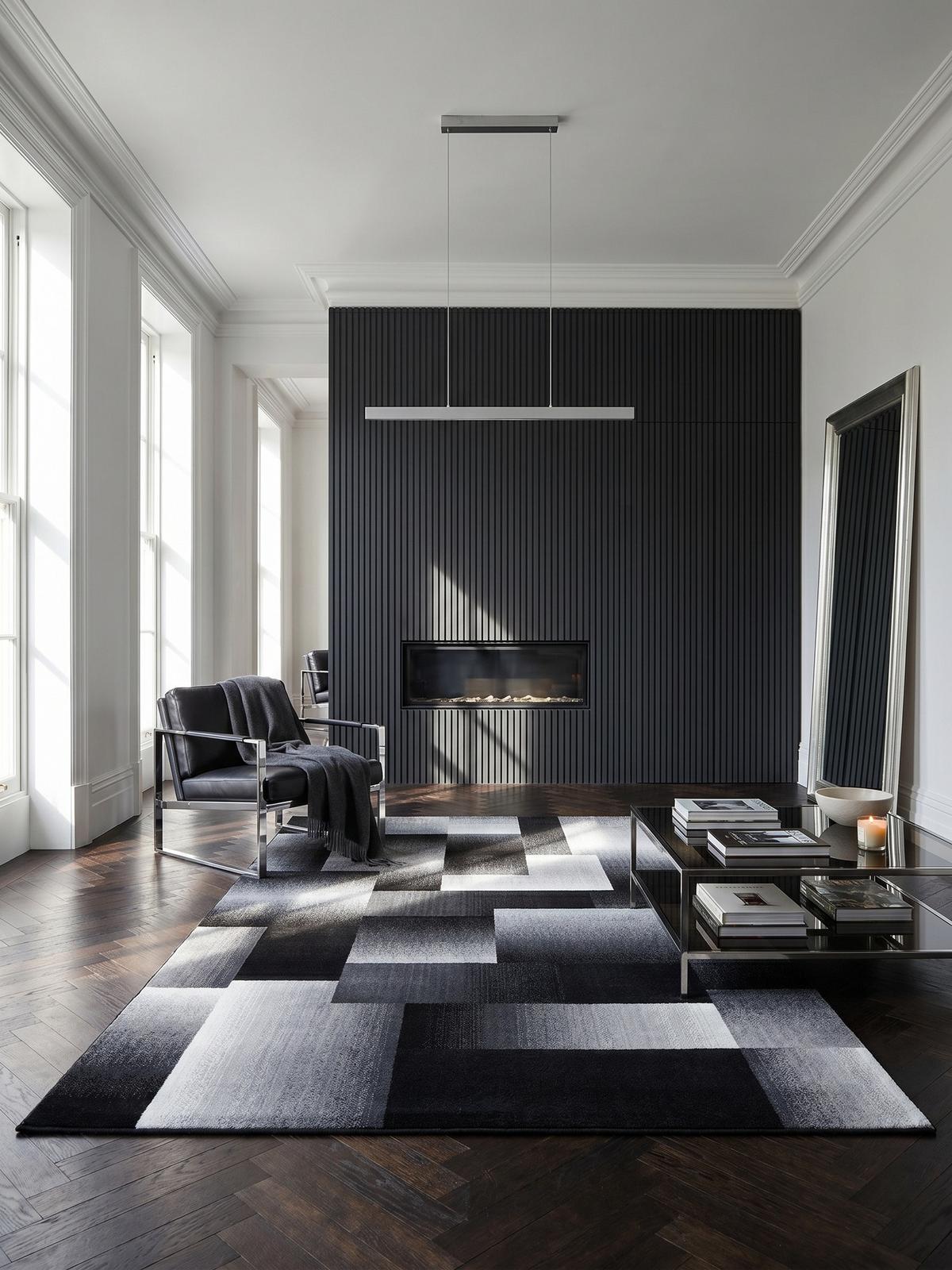 TEPPICH Kurzflor ASPEN in Schwarz, abstrakt kariert, 160 x 230 cm - Schwarz, Textil (230/160cm) - KADIMA DESIGN
