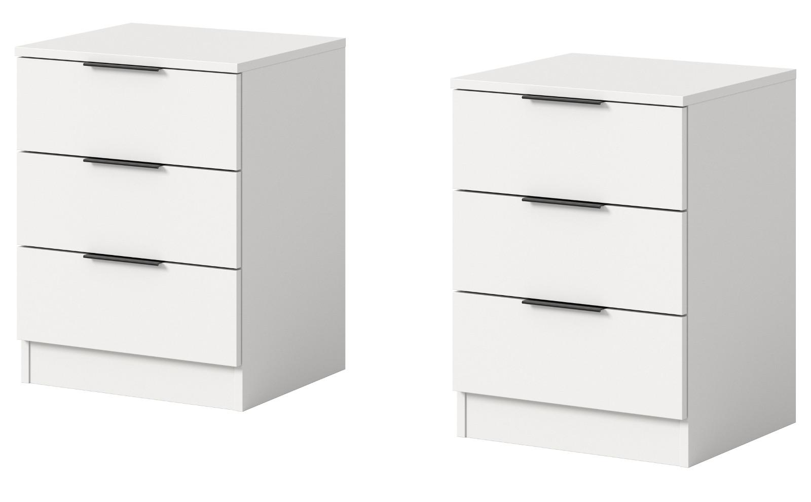 NACHTTISCH 2er Set weiß 45 x 60 cm, Nachtkommode in Komforthöhe - Schwarz/Weiß, Holzwerkstoff/Kunststoff (45/60/40cm) - Inn.Furn
