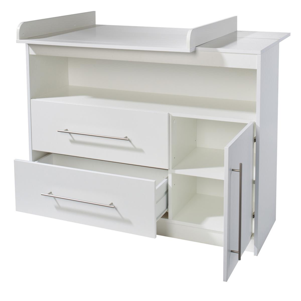 BABYZIMMER-SET Maren mit breiter Wickelkommode 3-teilig - Weiß, Holzwerkstoff (76/80/142cm) - Roba