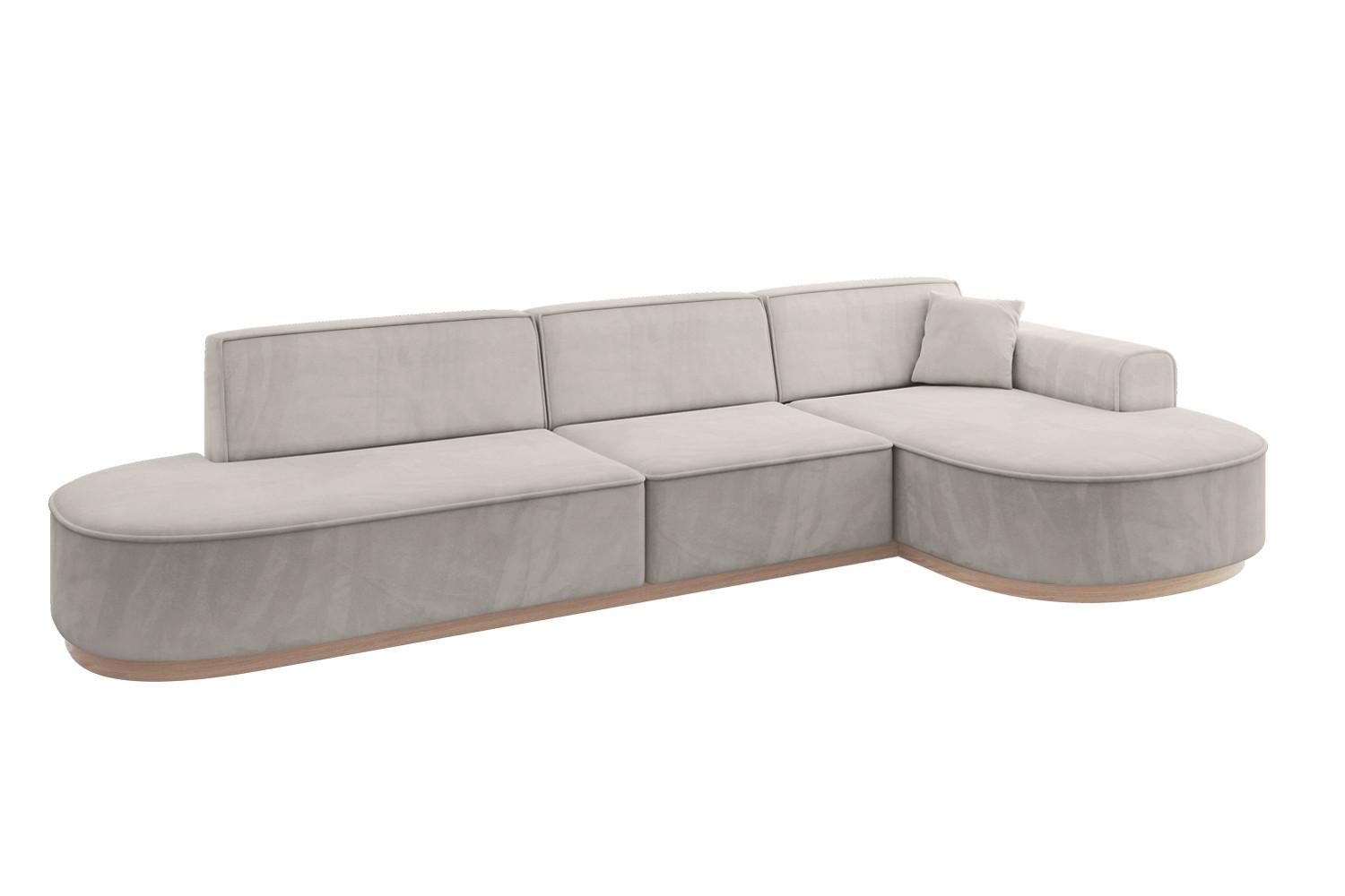 ECKSOFA Ottomane Rechts MARI-L2-v1 - 328x171x83 cm Hellbraun Velours - Hellbraun, Holzwerkstoff/Textil (171/328cm) - ALTDECOR