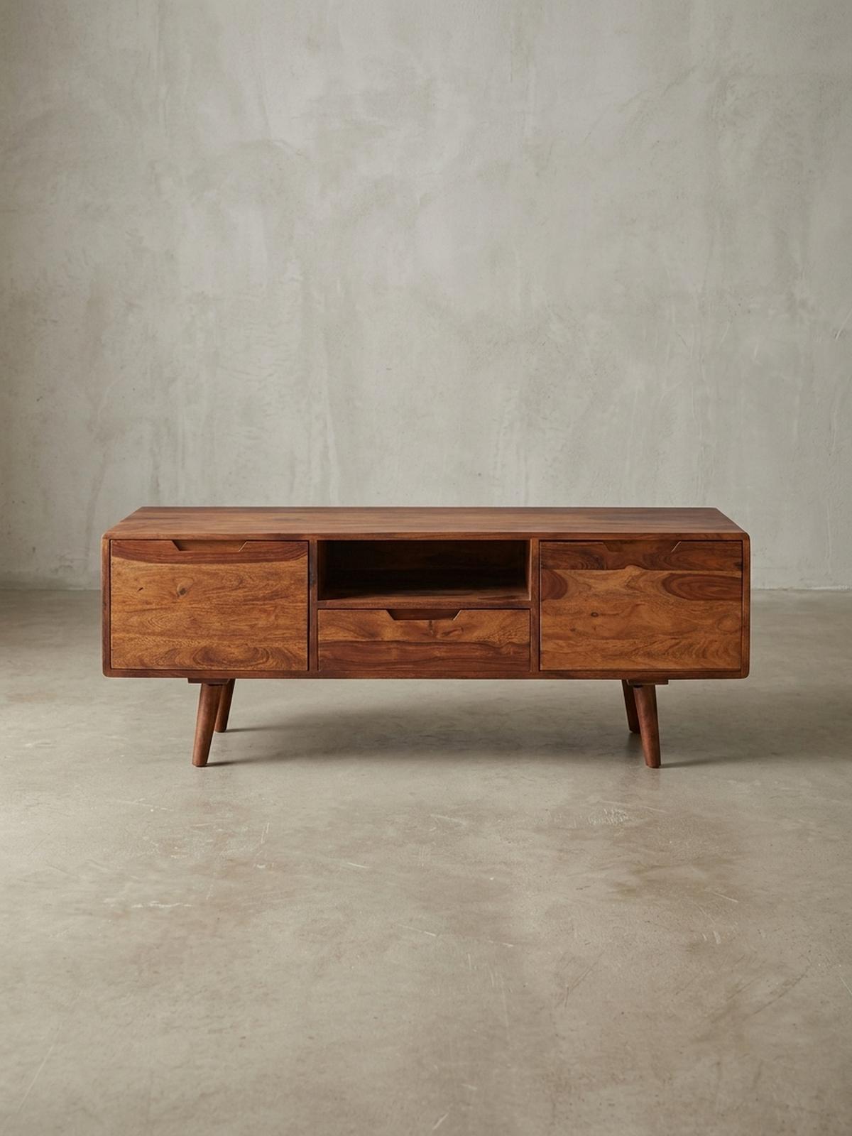 LOWBOARD Massivholz Landhausstil mit Stauraum Handgefertigt - Braun, Holz (135/51/45cm) - KADIMA DESIGN