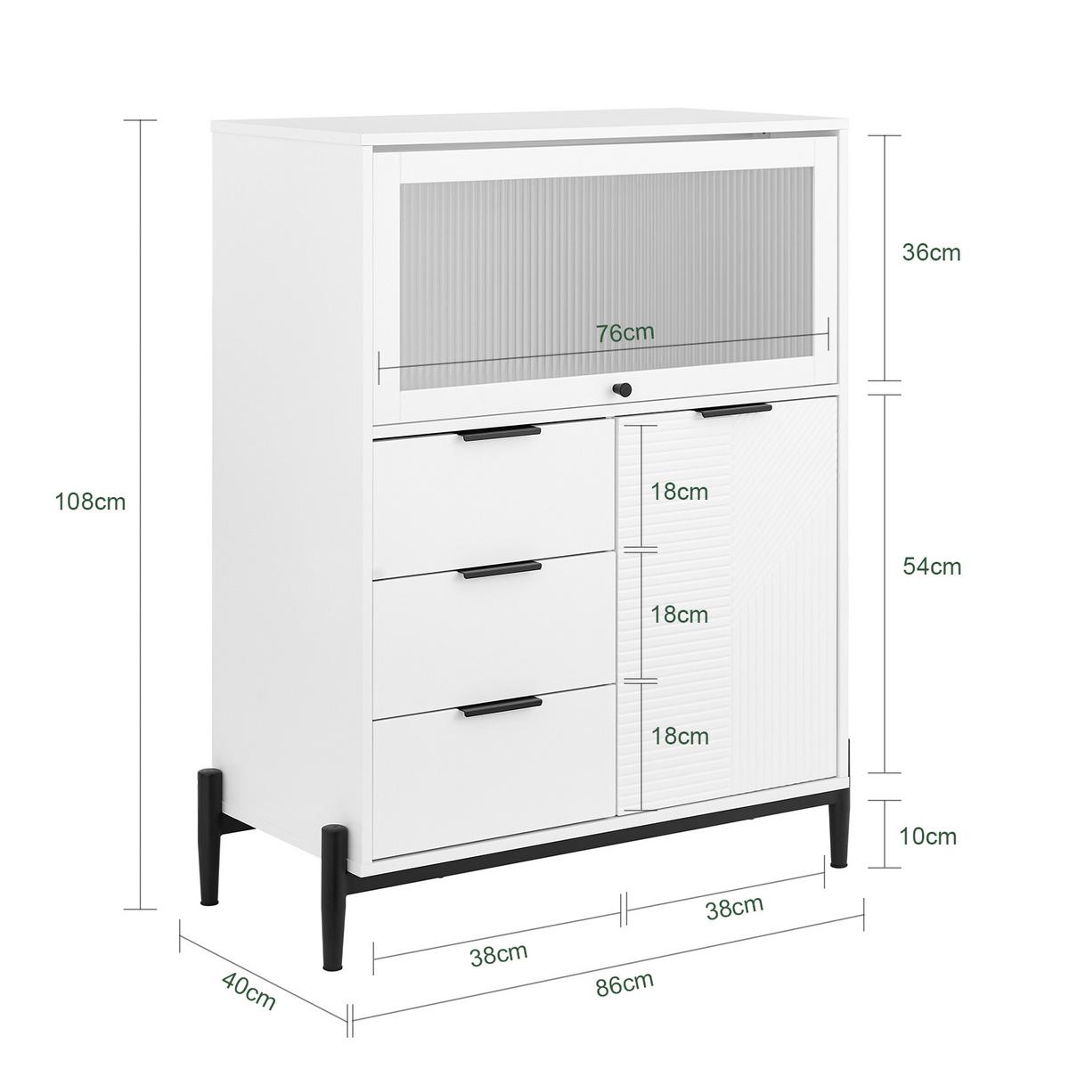 SIDEBOARD Weiß - Weiß, Glas/Holzwerkstoff (86/108/40cm) - SoBuy