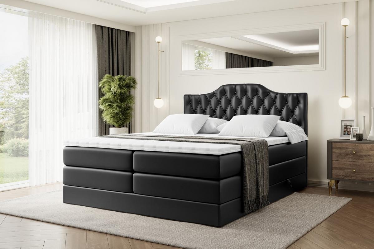BOXSPRINGBETT VILA-1 KING - 120x200 - H3/H4 - Schwarz Hochglanz - Schwarz Hochglanz, Holzwerkstoff (120/200cm) - ALTDECOR