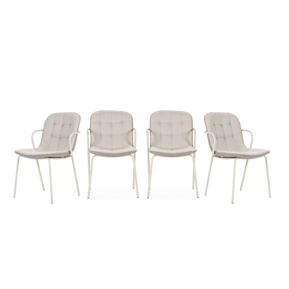 STÜHLE 4er-Set aus Stoff mit Metallbeinen 59/46/51 cm - Beige, Textil (59/46/75cm) - Calicosy