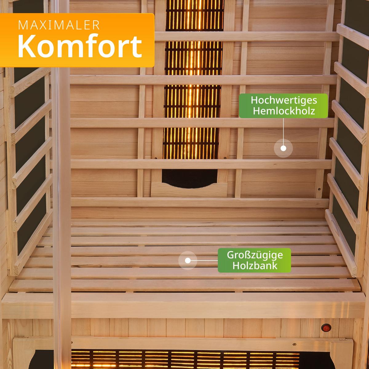 INFRAROTKABINE Kiruna90 mit Dual Technologie - Naturfarben, Holz (90/190/90cm) - Artsauna
