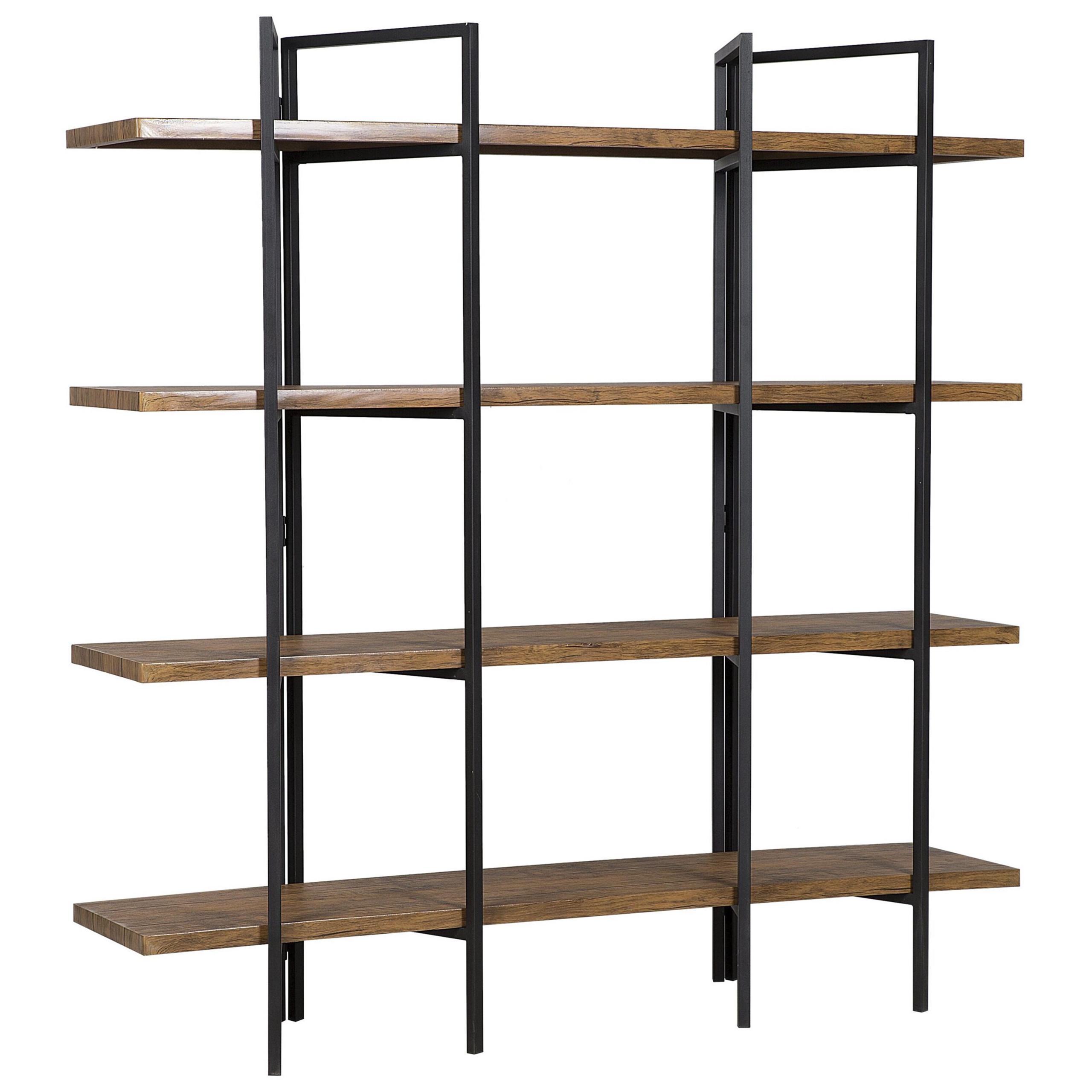 BÜCHERREGAL 4 Fächer Compton - Dunkelbraun, Holzwerkstoff (160/165/36cm) - Beliani