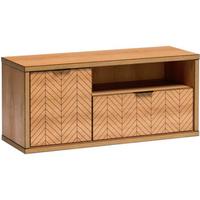 LOWBOARD Fun mit 1 Schublade und 1 Tür, ohne Beinen - Eichefarben/Schwarz, Holzwerkstoff (117.5/53/41cm) - Beautysofa