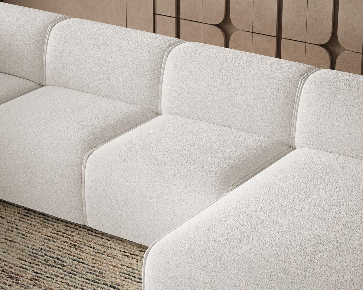 ECKSOFA U Belluno Weiß Links - Schwarz/Weiß, Holz/Kunststoff (378/220cm) - Graingold