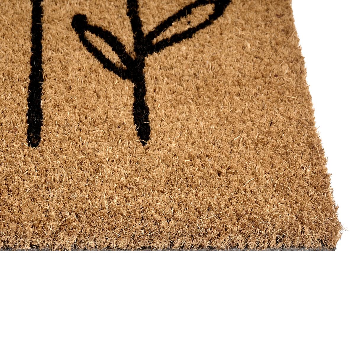 FUSSMATTE Naturfarben 45/75 cm Blume Kokosfasern Agiak - Naturfarben, Textil (45/75cm) - Beliani