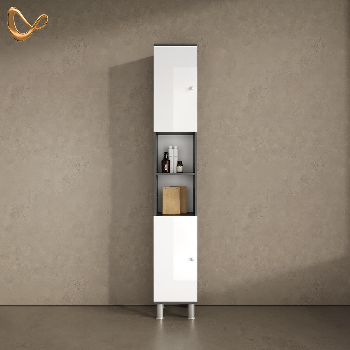 BADSCHRANK Fucino Anthrazit 30 x 190 cm - Anthrazit, Holzwerkstoff (30/190/30cm) - Livinity®