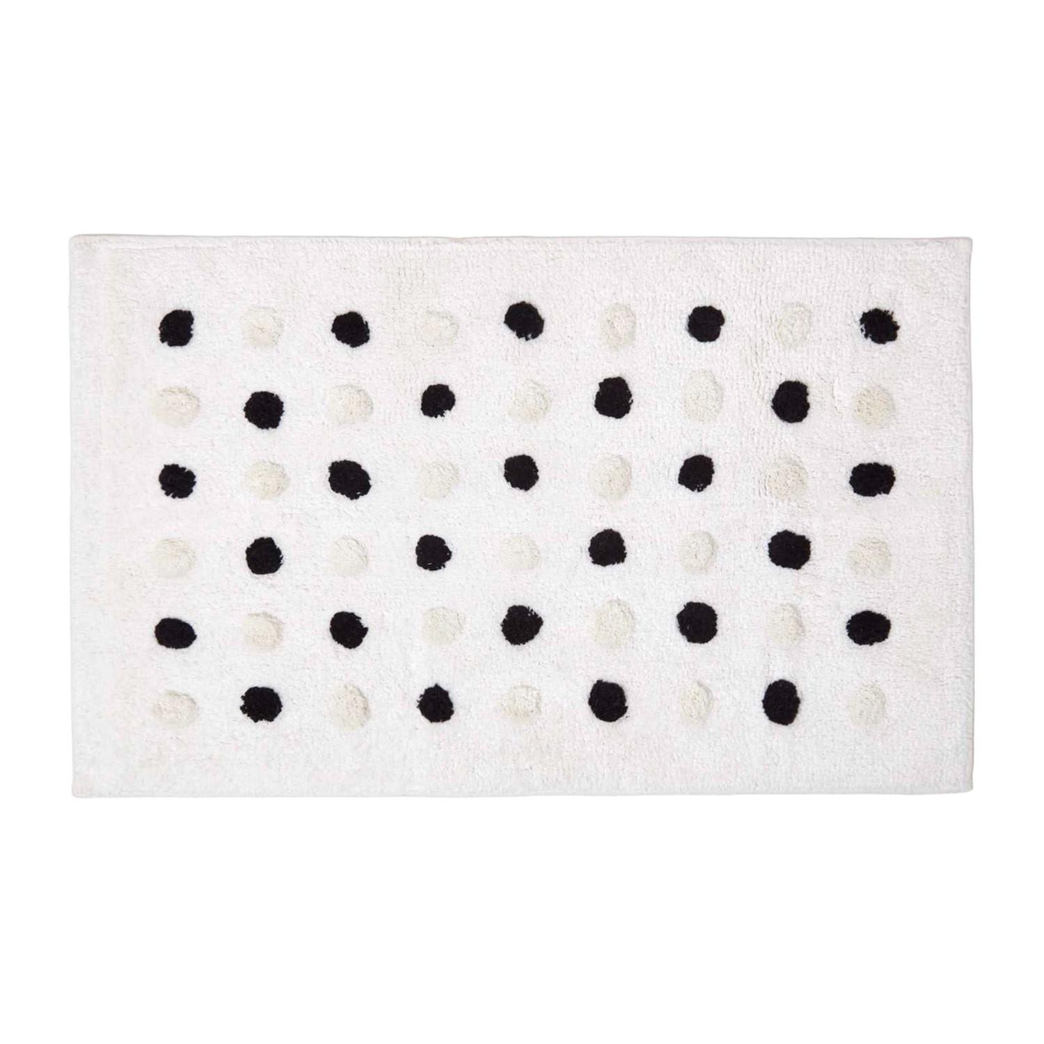 BADEMATTE Punkte 50/80 cm, Baumwolle - Weiß, Textil (50/80cm) - Homescapes