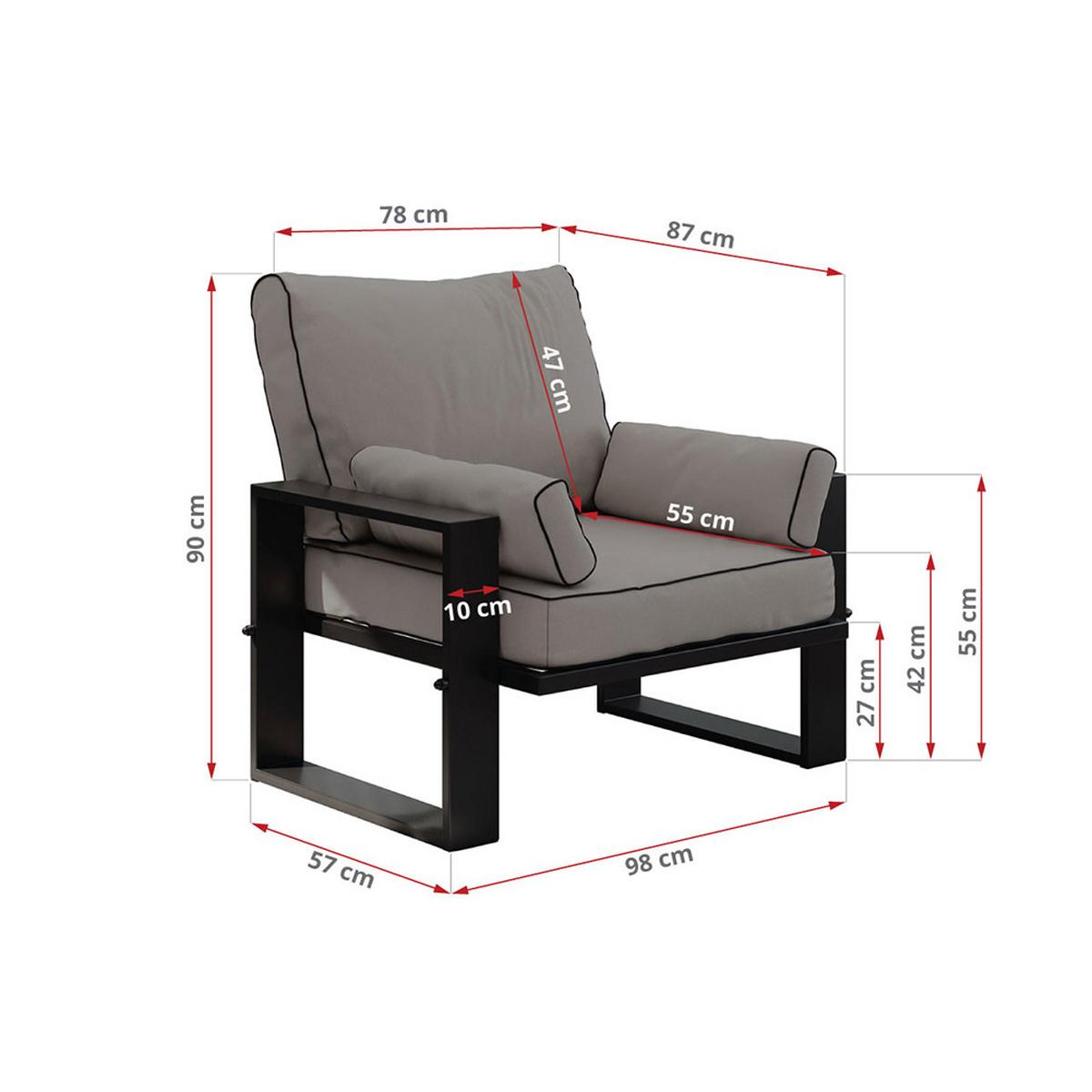 GARTENMÖBEL-SET ELBA: 1x Tisch, 1x Sofa, 2x Sessel - Grau - Grau, Textil - MKS