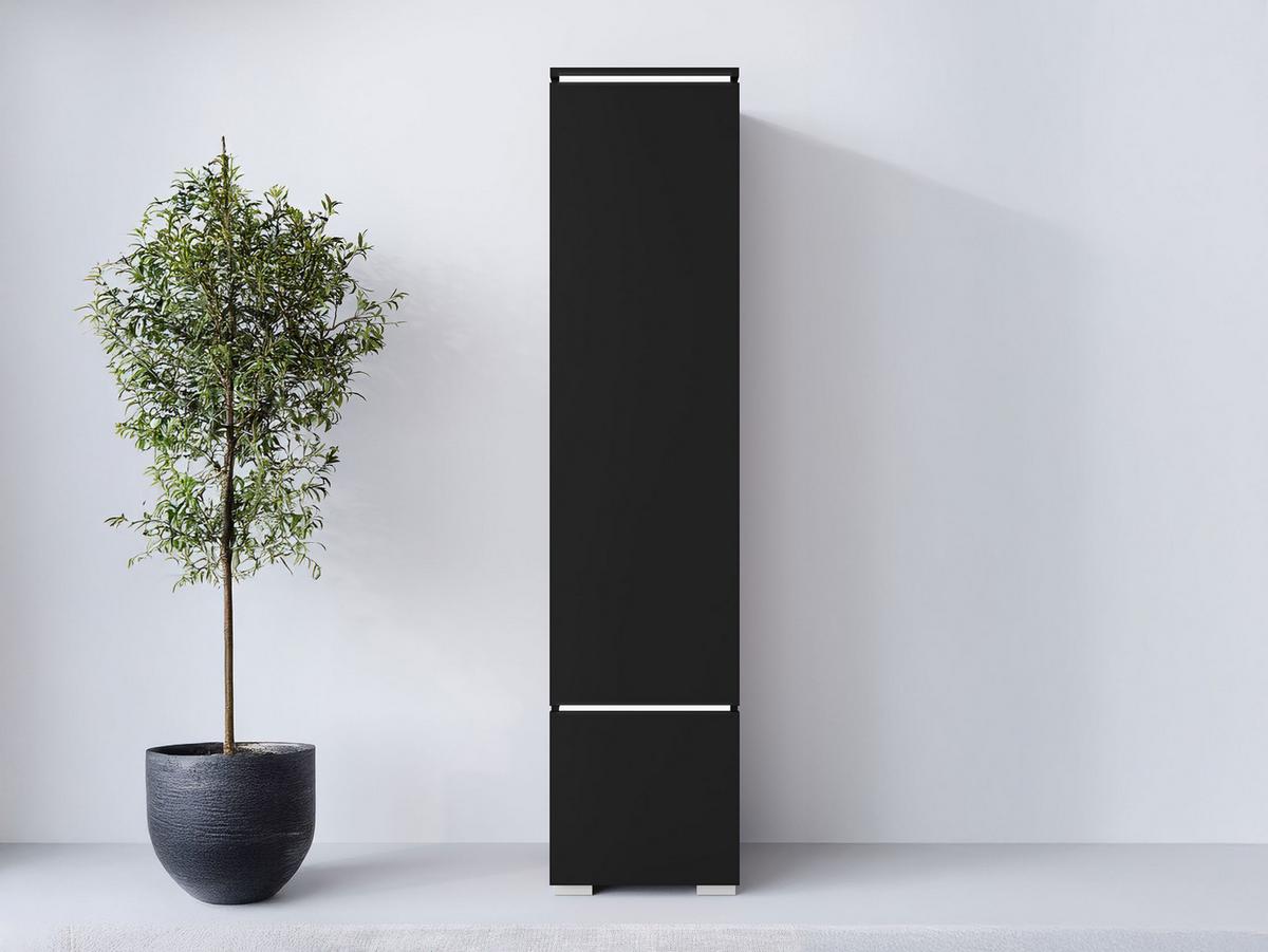 HÄNGEVITRINE Vera 001 mit LED Beleuchtung - Graphitfarben/Alufarben, Holzwerkstoff/Kunststoff (30/130/33cm) - MIRJAN24
