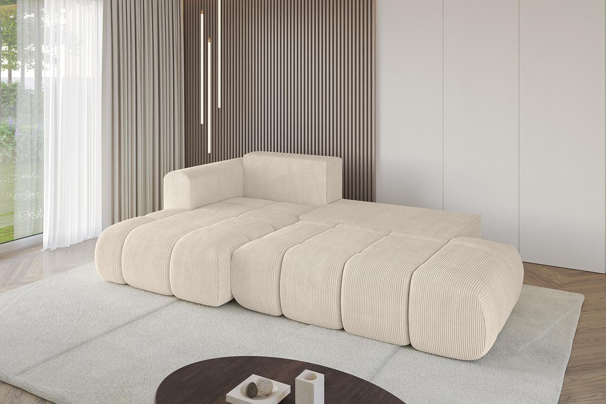 ECKSOFA Ottomane Links CLOUD-L-v1 280x185x90 Beige Cord - Beige, Holzwerkstoff/Kunststoff (180/289cm) - ALTDECOR