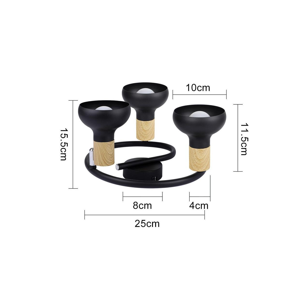 DECKENSTRAHLER Levalley 3-flammig 25/25/15.5cm - Schwarz, Metall (25/25/15.5cm) - Nettlife