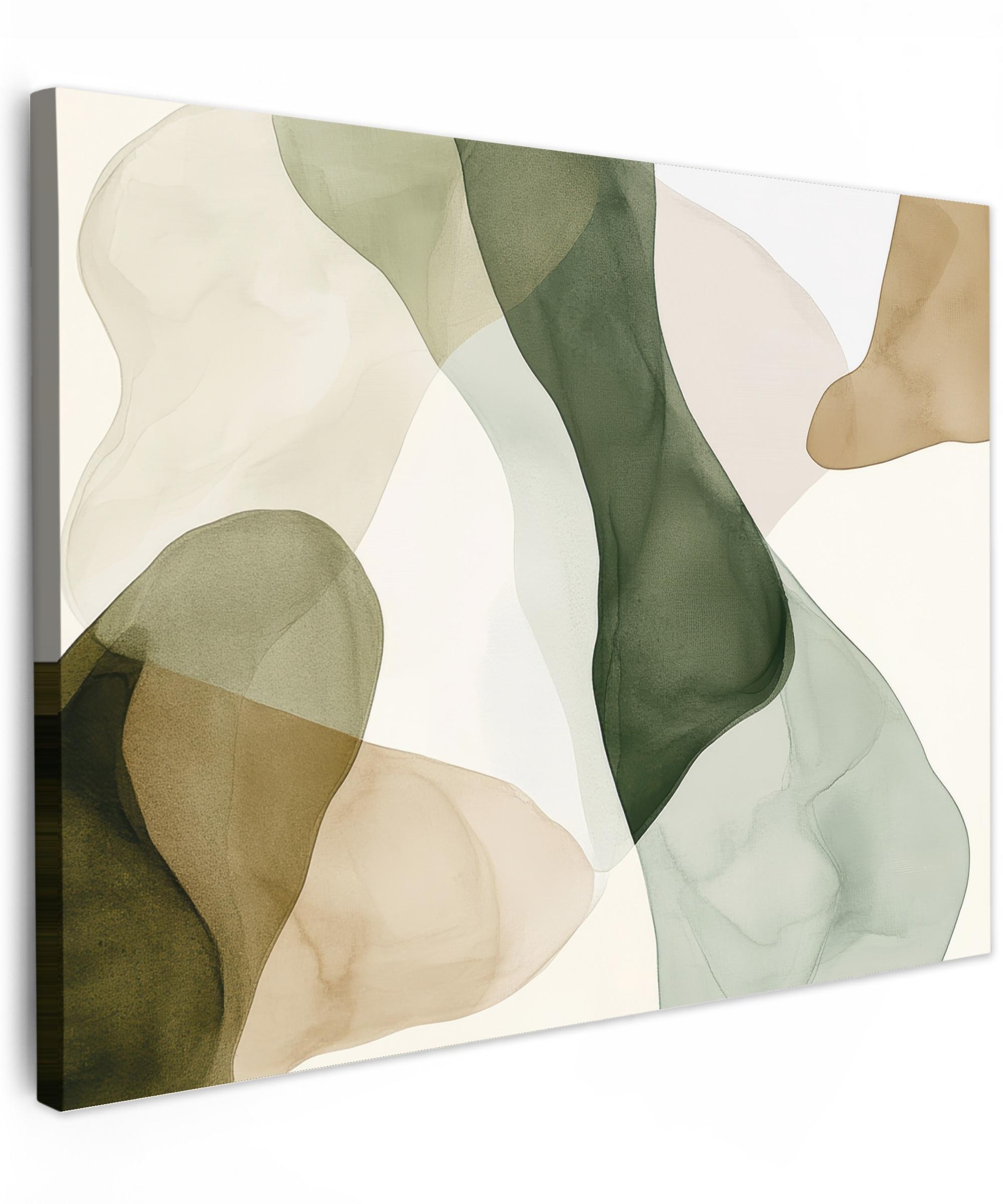 LEINWANDBILD Japandi - Abstrakt - Grün Wandbild 40x30 cm - Salbeigrün, Textil (40/30cm) - MuchoWow