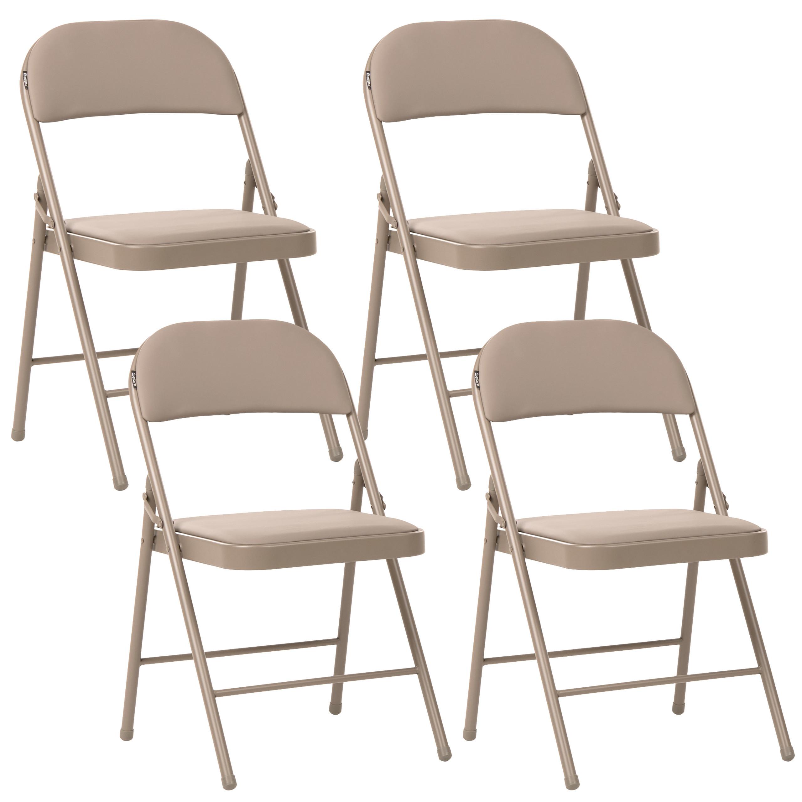 KLAPPSTUHL 4er-Set Metall Beige Shasta - Beige, Metall (45/77/47cm) - Beliani