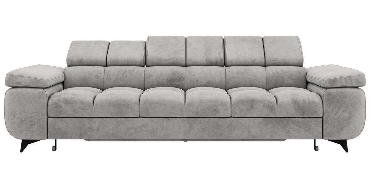 3-SITZER SOFA NIDELLO - Hellgrau Velvet - Hellgrau/Schwarz, Textil/Metall (260/70/97cm) - MKS