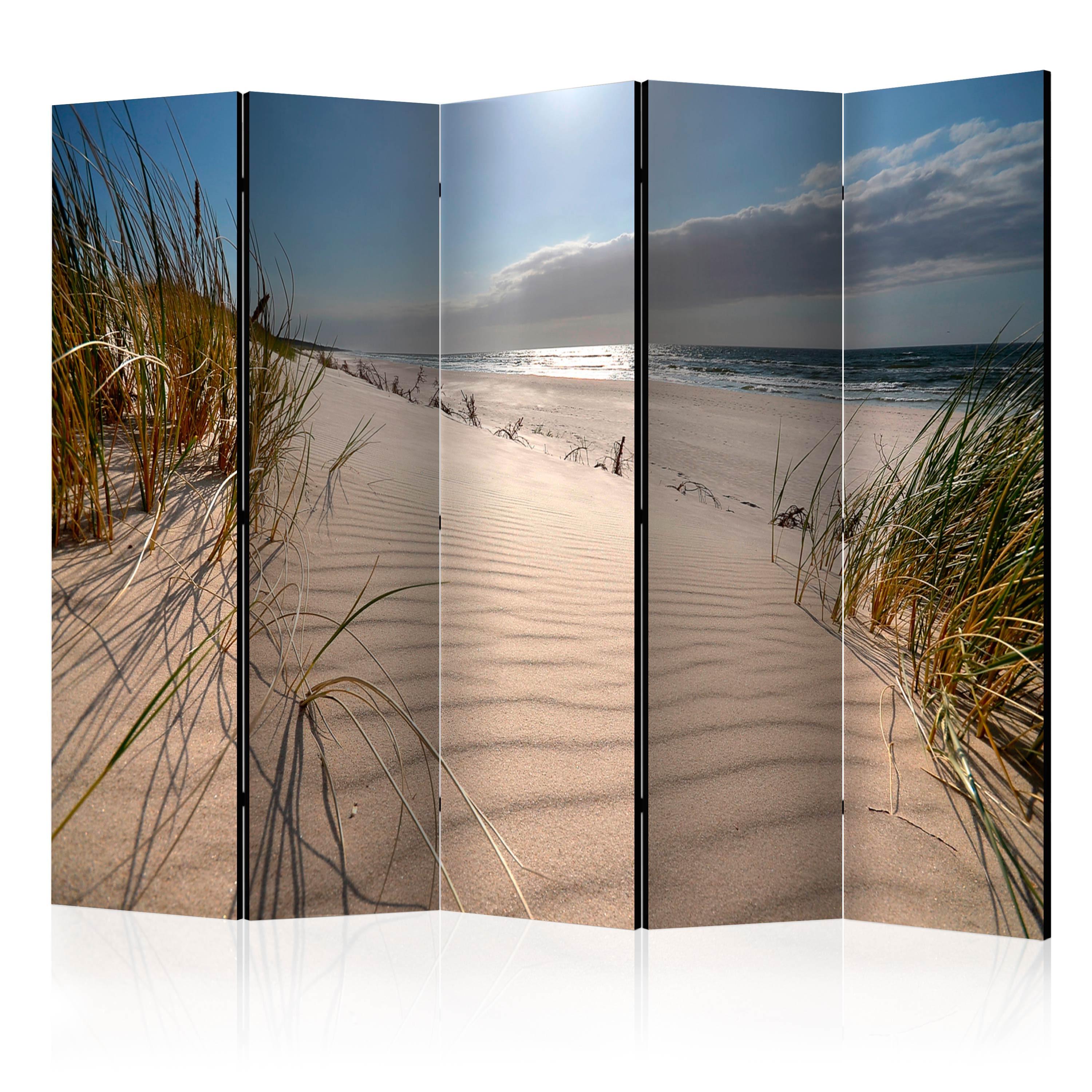 PARAVENT Beidseitig Bedruckter 5-tlg 225x172 cm Meer Dünen Landschaft - Multicolor, Holz/Textil (225/172/3cm) - Muralo