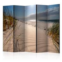 PARAVENT Beidseitig Bedruckter 5-tlg 225x172 cm Meer Dünen Landschaft - Multicolor, Holz/Textil (225/172/3cm) - Muralo