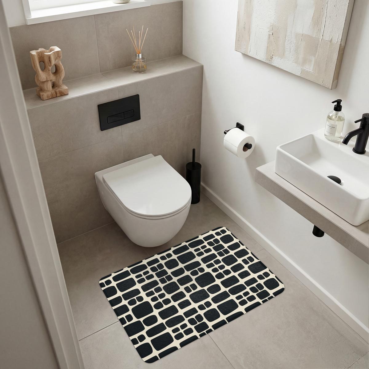 BADEMATTE Modern - Bio - Schwarz 90x60 cm - Anthrazit, Textil (90/60cm) - OnlyWow