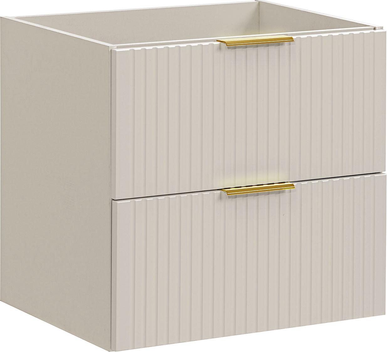 WASCHBECKENUNTERSCHRANK Niva hängend mit Rillenfronten in Matt Kaschmir, 60/57/46 cm - Kaschmir/Beige, Holzwerkstoff/Kunststoff (60/57/46cm) - WFL GROUP