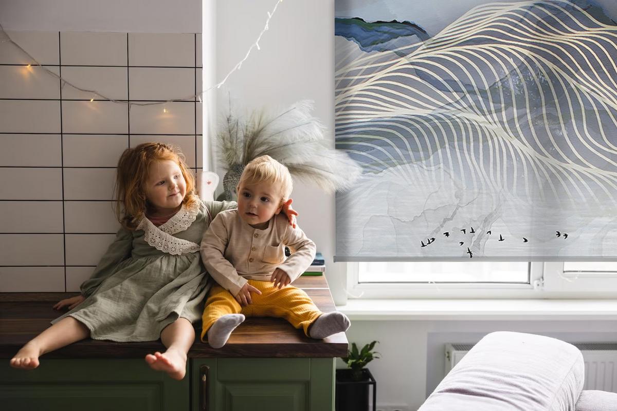 INNENROLLO - Fensterrollo - Rollo - 130x140 cm - Verschwommene Berge - Grau, Kunststoff (130/140/0.5cm) - TULUP