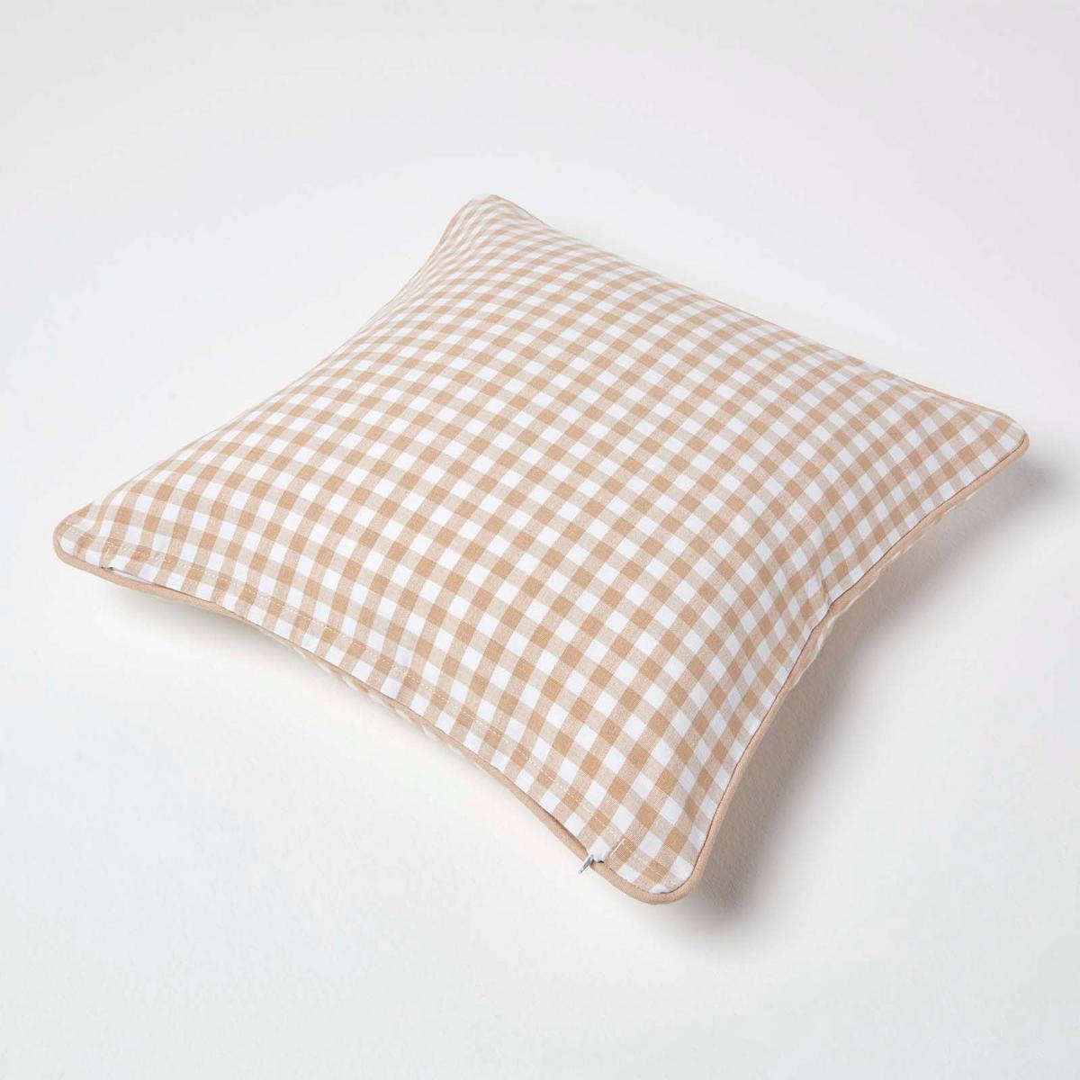 KISSENHÜLLE Vichy-Karo 45/45 cm, 100% Baumwolle - Beige, Textil (45/45cm) - Homescapes
