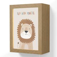 WANDLEUCHTE Löwe - Beige - Tier - Mutig - Zitat 15x20 cm - Beige, Holzwerkstoff (15/20/8cm) - OnlyWow