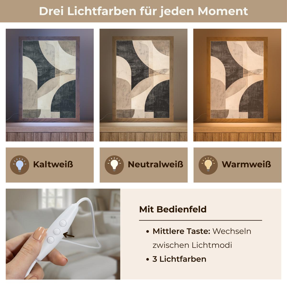 WANDLEUCHTE Abstrakt - Formen - Modern - Beige 20x30 cm - Grau, Holzwerkstoff (20/30/8cm) - OnlyWow
