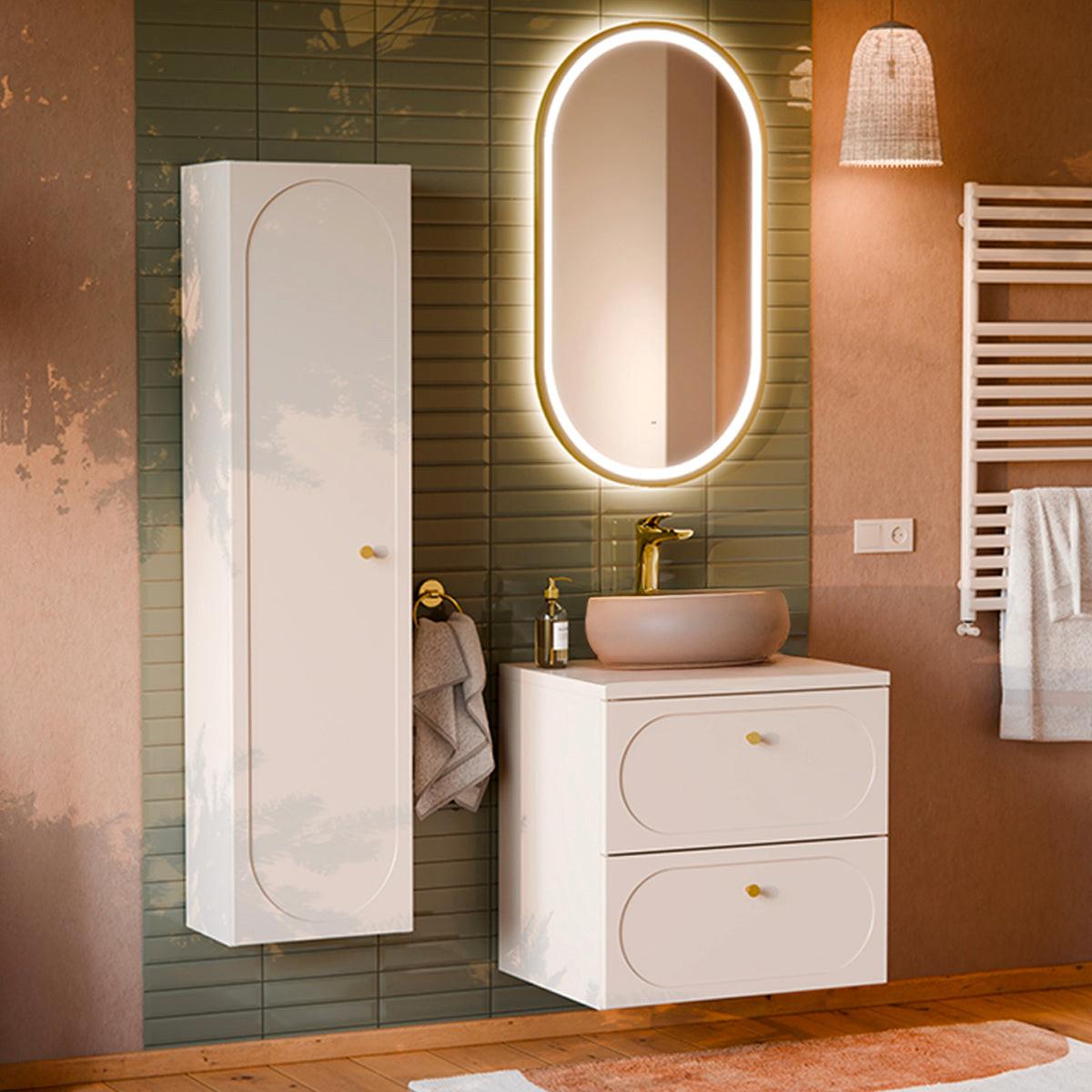 BADMÖBEL 60.6cm Sanae 2er-Set Sandbeige - Beige, Holzwerkstoff (60.6/59/46cm) - Petits-meubles