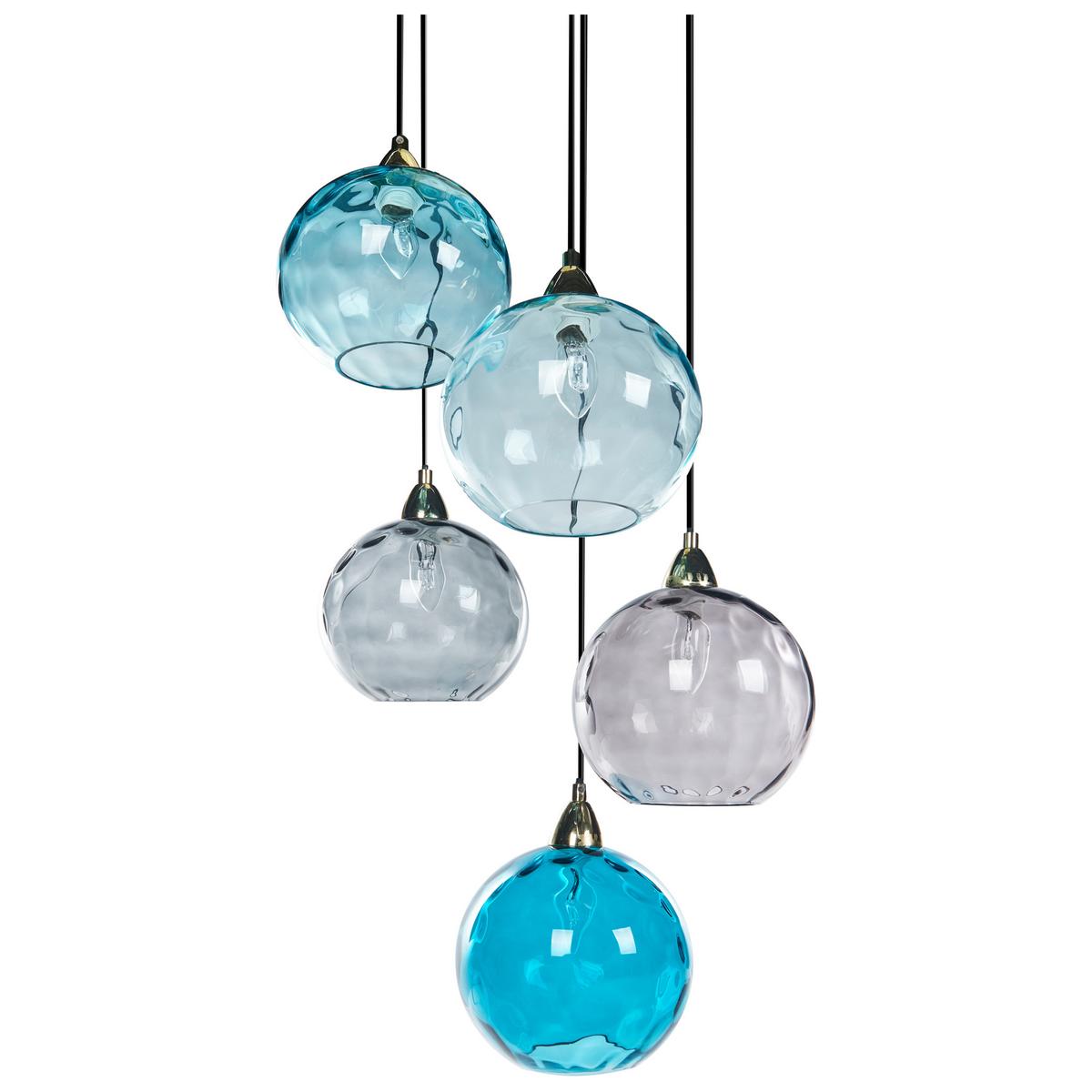 HÄNGELEUCHTE Blau Pabellon - Blau/Grau, Glas (30/44/122cm) - Beliani