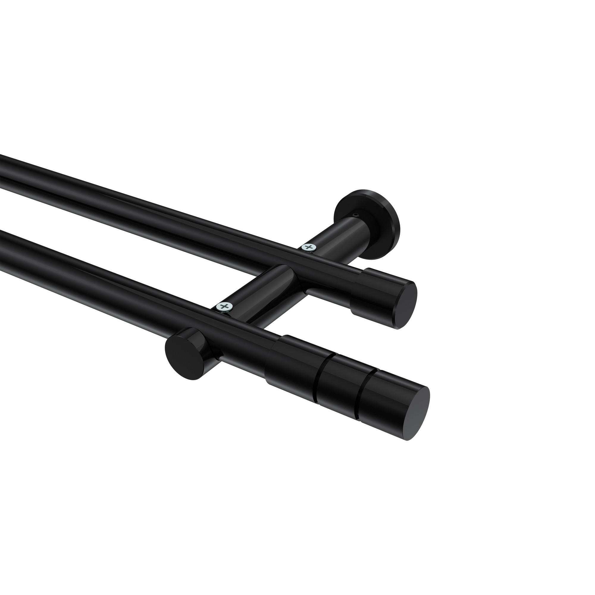 GARDINENSTANGE Platon Elanto 120 cm, 2-läufig (ohne Ringe), 20 mm Ø Schwarz - Schwarz, Metall (120cm) - INTERDECO