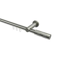 GARDINENSTANGE INNENLAUF Platon Mavell 180 cm, 1-läufig, 20 mm Ø Edelstahl-Optik - Edelstahlfarben/Silberfarben, Metall (180cm) - INTERDECO