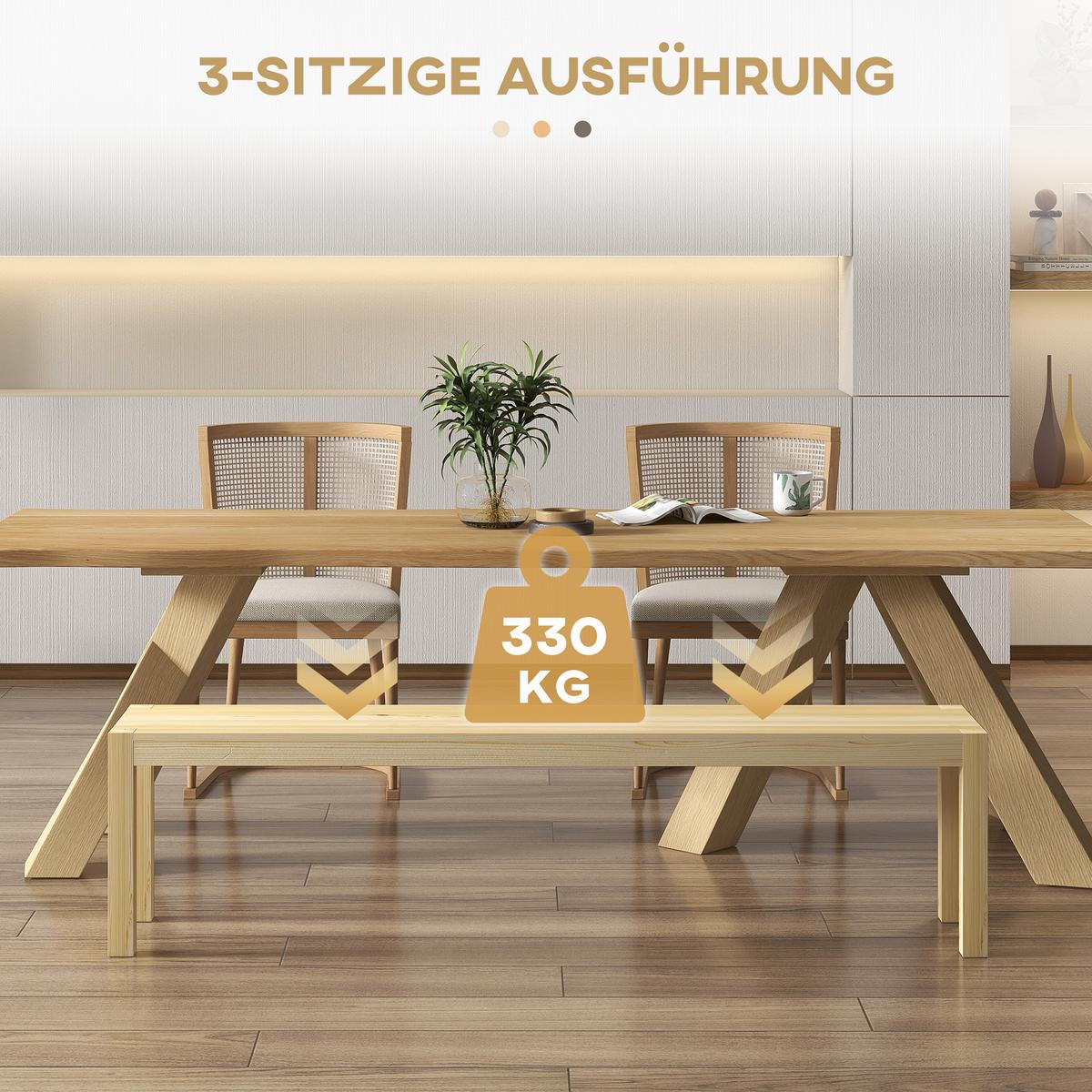 SITZBANK Natur 175 cm - Naturfarben, Holz (175/45/33cm) - HOMCOM