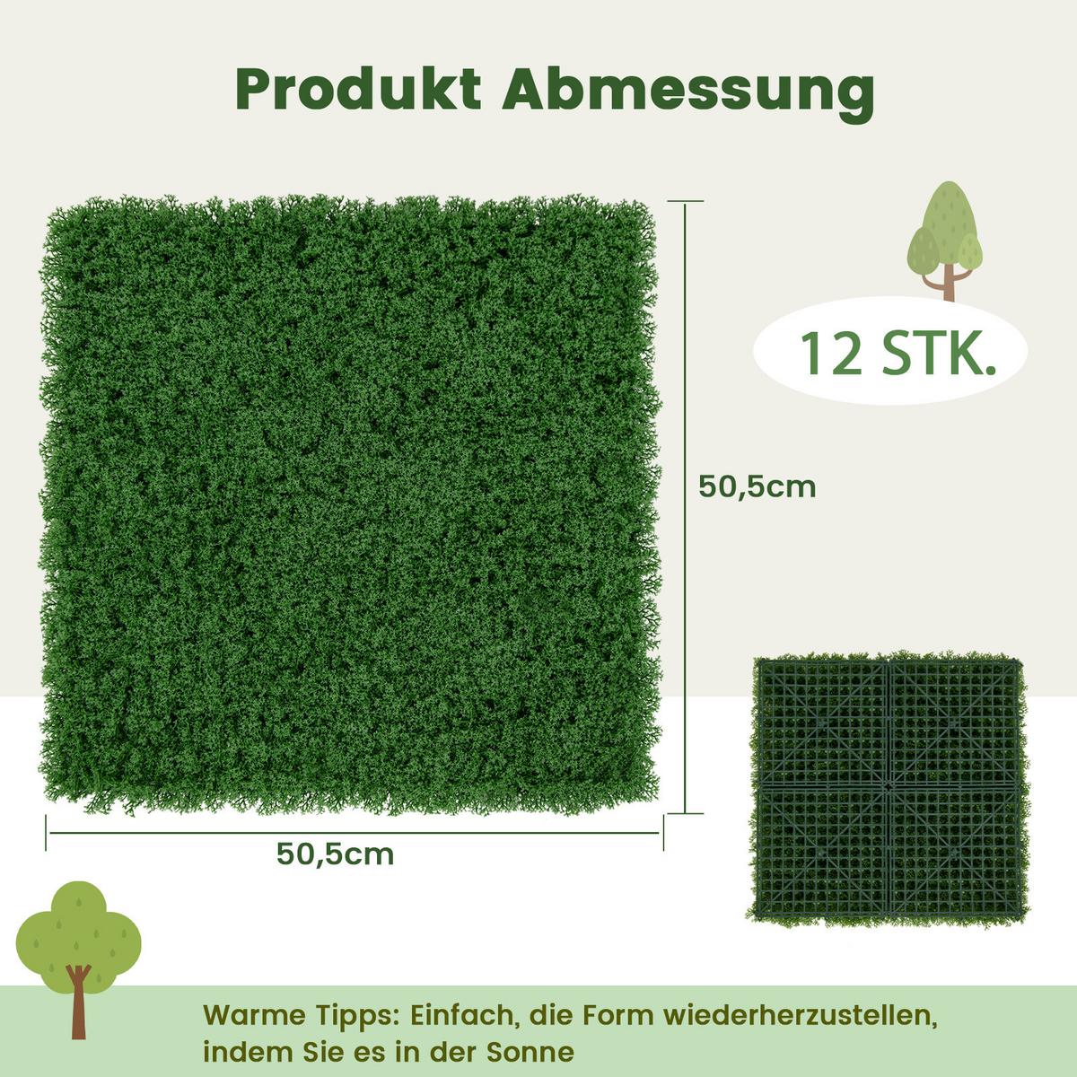 PFLANZENWAND Grün - Grün, Kunststoff (1cm) - COSTWAY