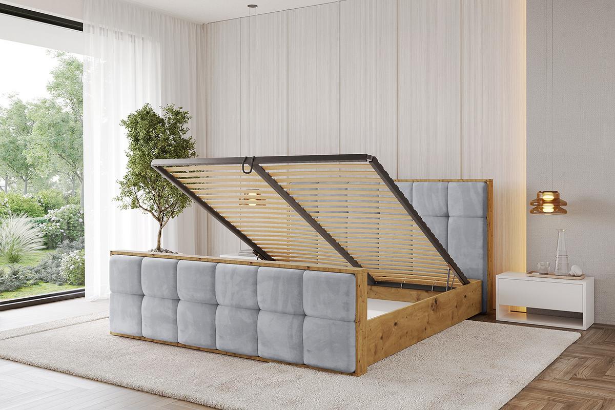 POLSTERBETT mit Bettkasten, Fußteil und Lattenrost, Boxbett ohne Matratze - ENZO7-Z 180x200 - Hellgrau, Holzwerkstoff/Textil (180/200cm) - ALTDECOR