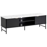 TV-MÖBEL Marmor Optik/Schwarz Glastonbury - Schwarz/Weiß, Holzwerkstoff (140/46/40cm) - Beliani