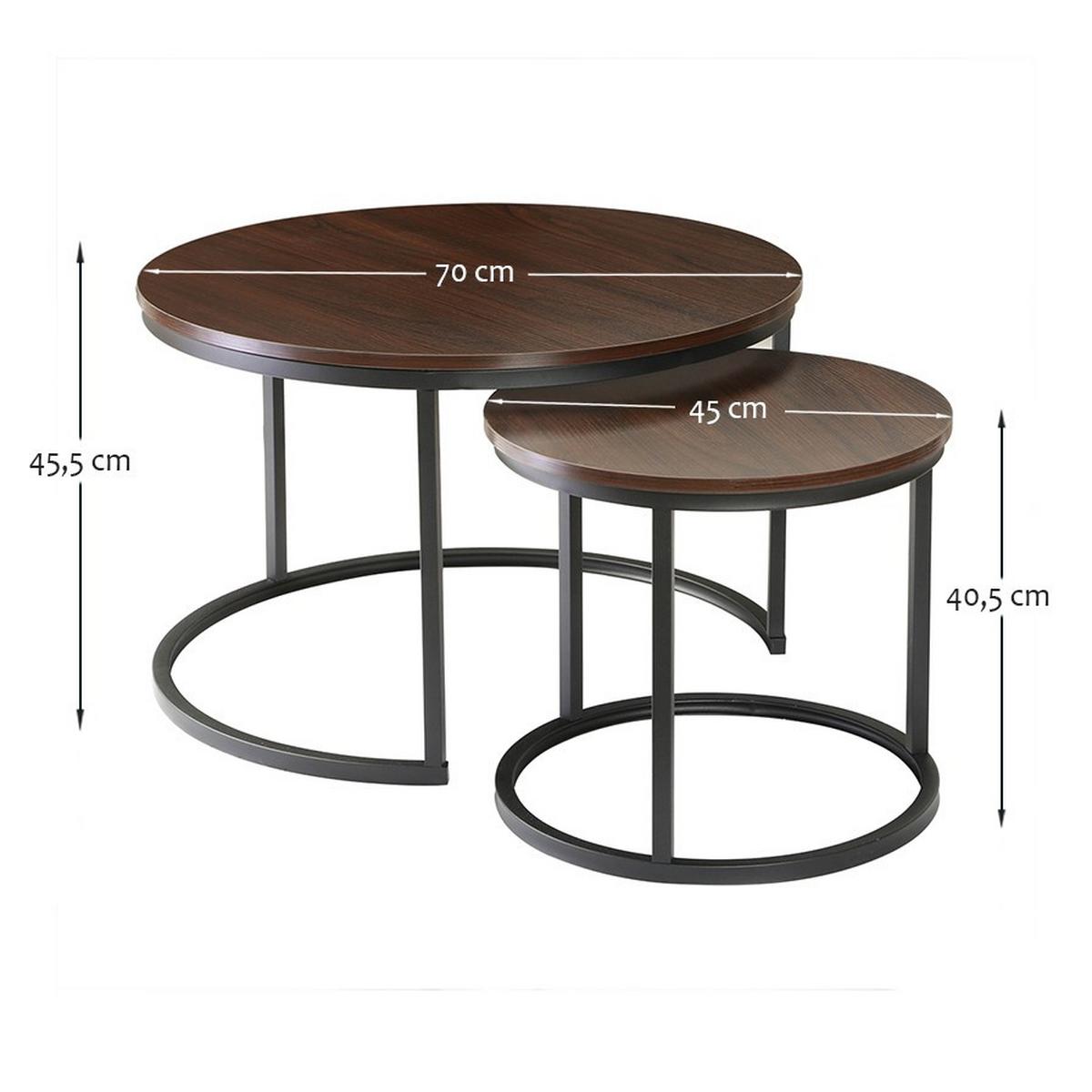 BEISTELLTISCH im 2er-Set - 70/70/45,5 cm - Braun, Holzwerkstoff (70/70/45.5cm) - Calicosy