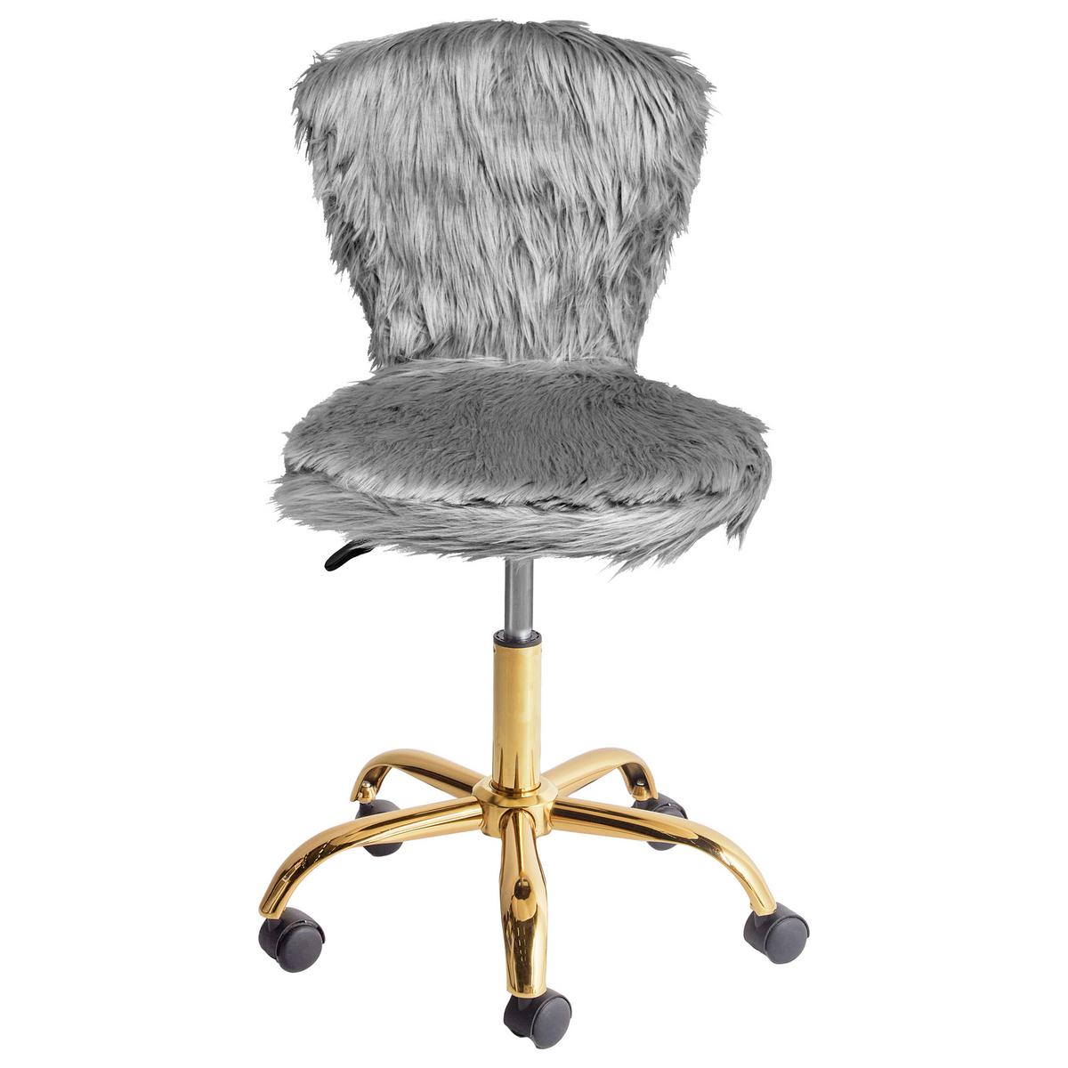 SCHREIBTISCHSTUHL Grau Margate - Goldfarben/Schwarz, Kunststoff (44/77/38cm) - Beliani
