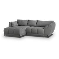 ECKSOFA VESTANO L-S Grau Boucle-Stoff mit Schlaffunktion - Grau, Holz (287/182cm) - MASSENO