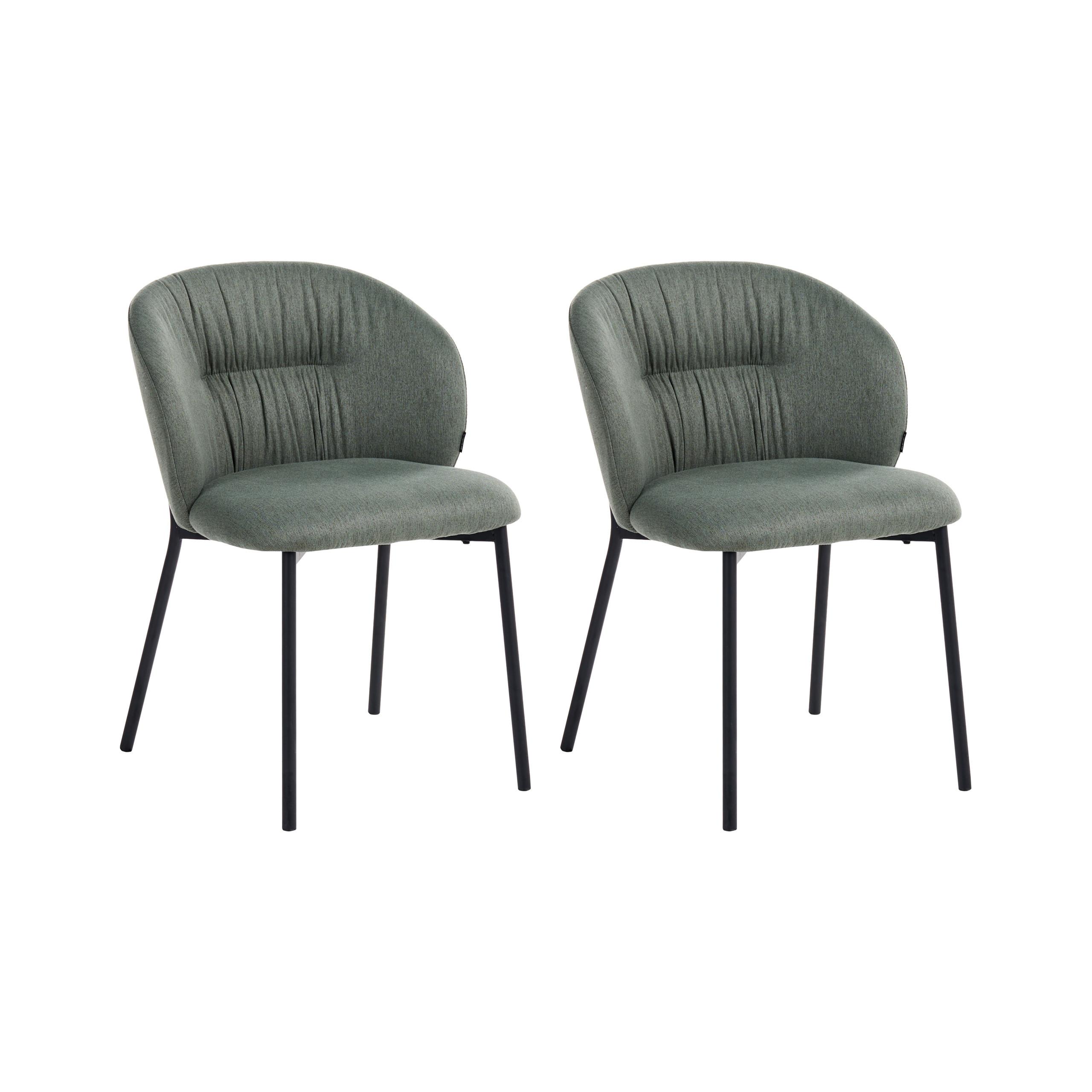 ESSZIMMERSTUHL 2er Set Stoff Grün Mesa - Schwarz/Grün, Textil (55/80/59cm) - Beliani