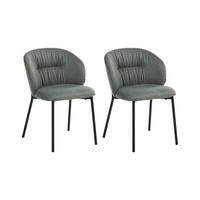 ESSZIMMERSTUHL 2er Set Stoff Grün Mesa - Schwarz/Grün, Textil (55/80/59cm) - Beliani