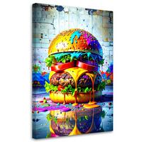 LEINWANDBILD Hamburger Essen 60x90cm - Multicolor, Textil (60/90cm) - Feeby