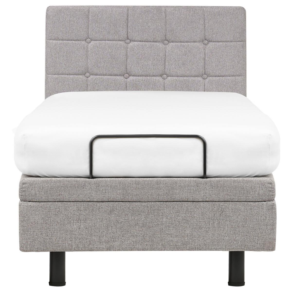 POLSTERBETT verstellbar 90x200 cm Grau Duke - Hellgrau, Textil (90/200cm) - Beliani