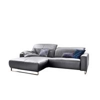 ECKSOFA YORK Hellgrau Leder - Silberfarben/Hellgrau, Leder (284/180cm) - KAWOLA